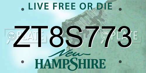 ZT8S773 New Hampshire License Plate