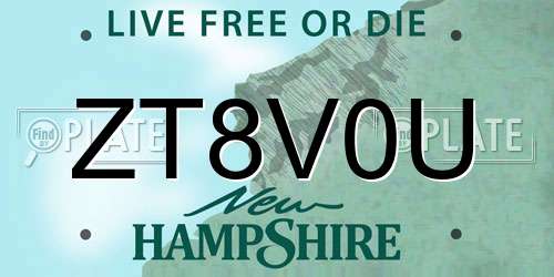 ZT8V0U New Hampshire License Plate