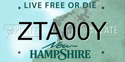 ZTA00Y New Hampshire License Plate