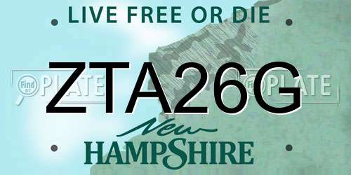 ZTA26G New Hampshire License Plate