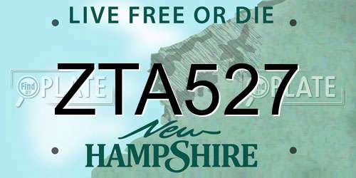 ZTA527 New Hampshire License Plate