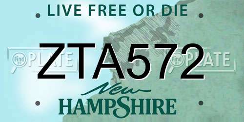 ZTA572 New Hampshire License Plate
