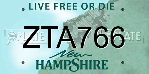 ZTA766 New Hampshire License Plate