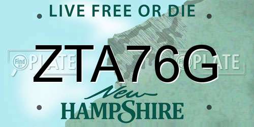 ZTA76G New Hampshire License Plate