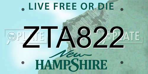 ZTA822 New Hampshire License Plate