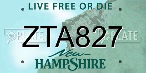 ZTA827 New Hampshire License Plate