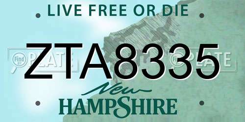 ZTA8335 New Hampshire License Plate