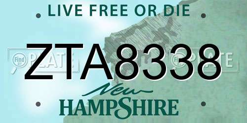 ZTA8338 New Hampshire License Plate