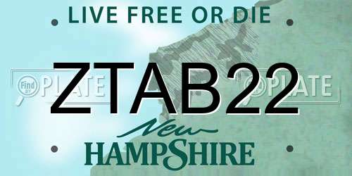 ZTAB22 New Hampshire License Plate