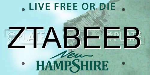 ZTABEEB New Hampshire License Plate