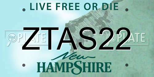 ZTAS22 New Hampshire License Plate