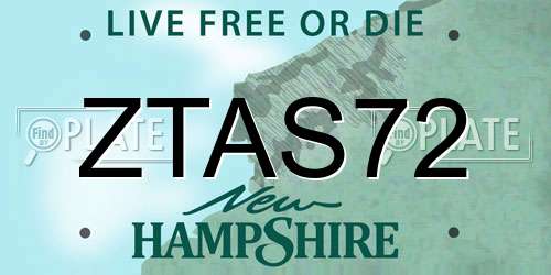 ZTAS72 New Hampshire License Plate