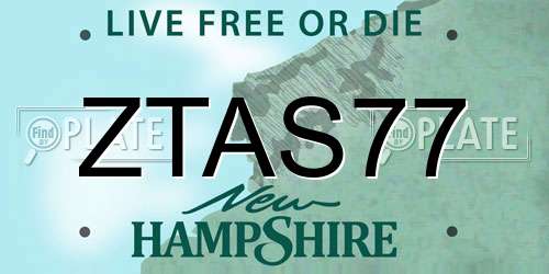 ZTAS77 New Hampshire License Plate