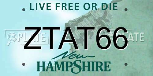 ZTAT66 New Hampshire License Plate