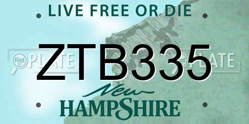 ZTB335 New Hampshire License Plate