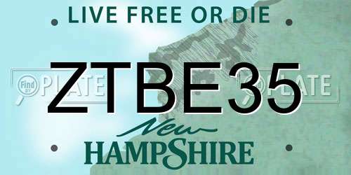 ZTBE35 New Hampshire License Plate
