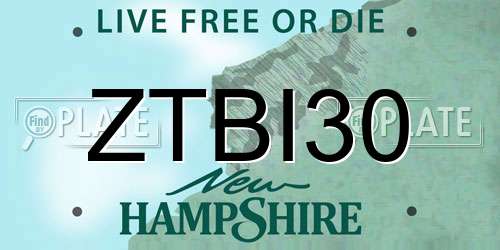 ZTBI30 New Hampshire License Plate