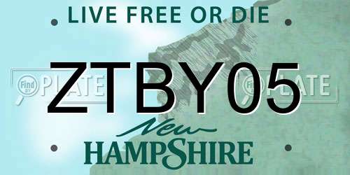 ZTBY05 New Hampshire License Plate