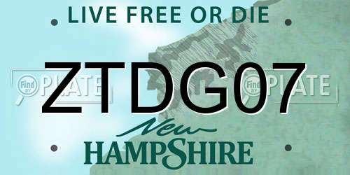 ZTDG07 New Hampshire License Plate