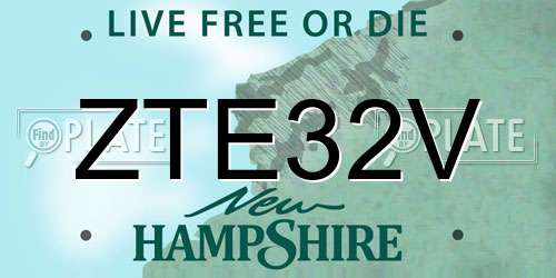 ZTE32V New Hampshire License Plate