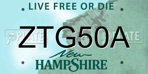 ZTG50A New Hampshire License Plate