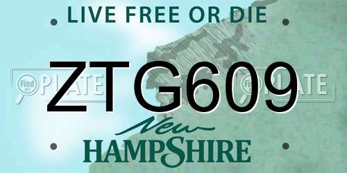 ZTG609 New Hampshire License Plate
