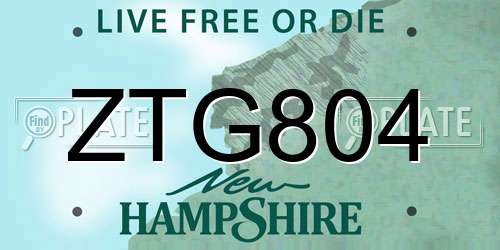 ZTG804 New Hampshire License Plate
