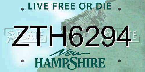 ZTH6294 New Hampshire License Plate