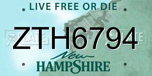 ZTH6794 New Hampshire License Plate