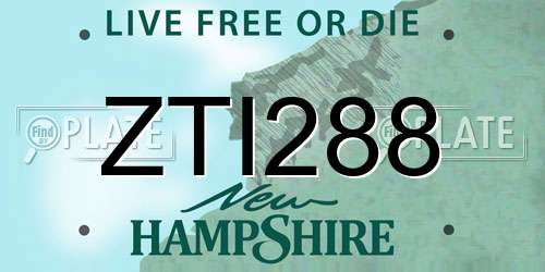 ZTI288 New Hampshire License Plate