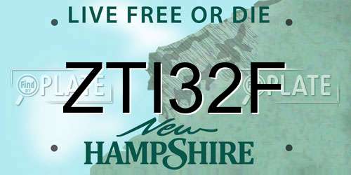 ZTI32F New Hampshire License Plate