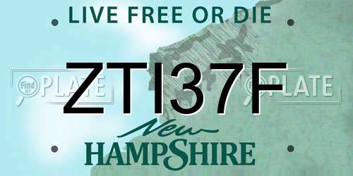 ZTI37F New Hampshire License Plate