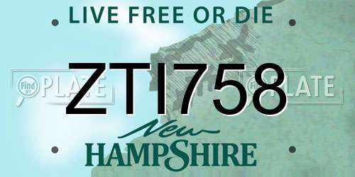 ZTI758 New Hampshire License Plate
