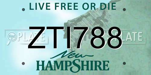 ZTI788 New Hampshire License Plate