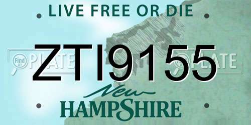 ZTI9155 New Hampshire License Plate