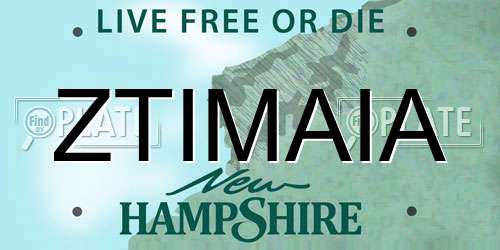 ZTIMAIA New Hampshire License Plate