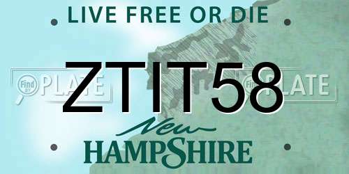 ZTIT58 New Hampshire License Plate