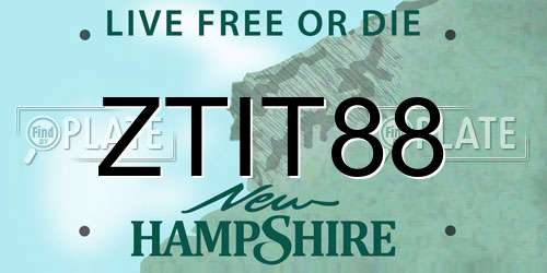 ZTIT88 New Hampshire License Plate