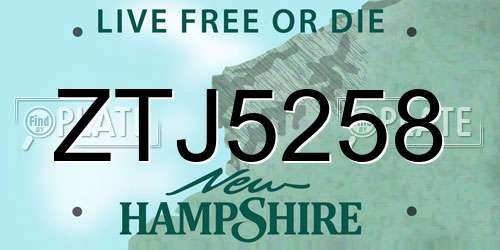 ZTJ5258 New Hampshire License Plate