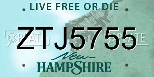 ZTJ5755 New Hampshire License Plate