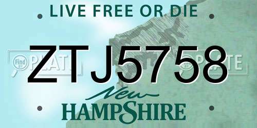 ZTJ5758 New Hampshire License Plate