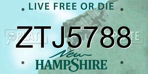 ZTJ5788 New Hampshire License Plate