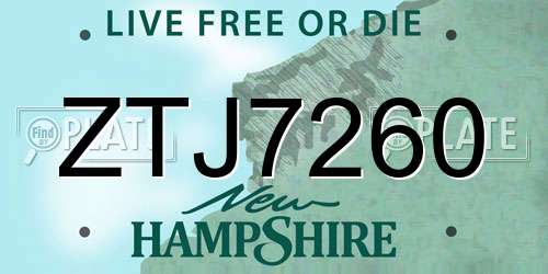 ZTJ7260 New Hampshire License Plate