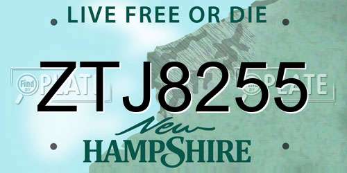 ZTJ8255 New Hampshire License Plate