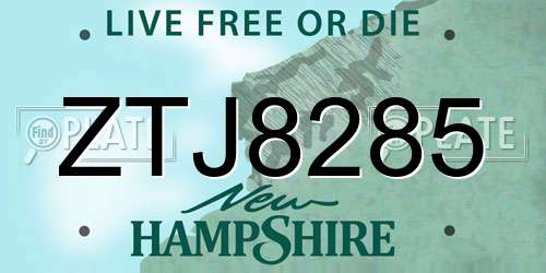 ZTJ8285 New Hampshire License Plate
