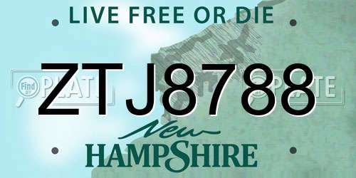 ZTJ8788 New Hampshire License Plate