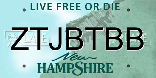 ZTJBTBB New Hampshire License Plate