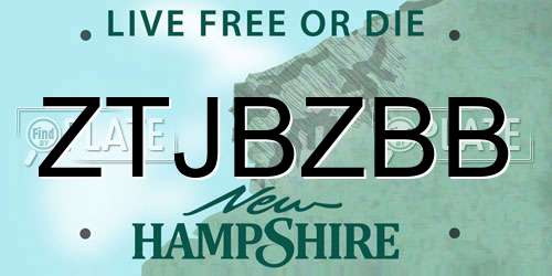 ZTJBZBB New Hampshire License Plate