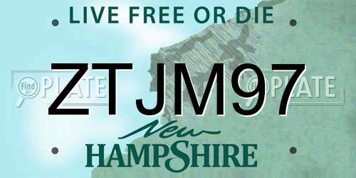 ZTJM97 New Hampshire License Plate