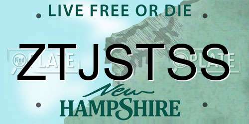 ZTJSTSS New Hampshire License Plate